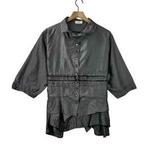 Vintage Krista Larson Women's One Size 100% Silk Striped Shirt  Button Front